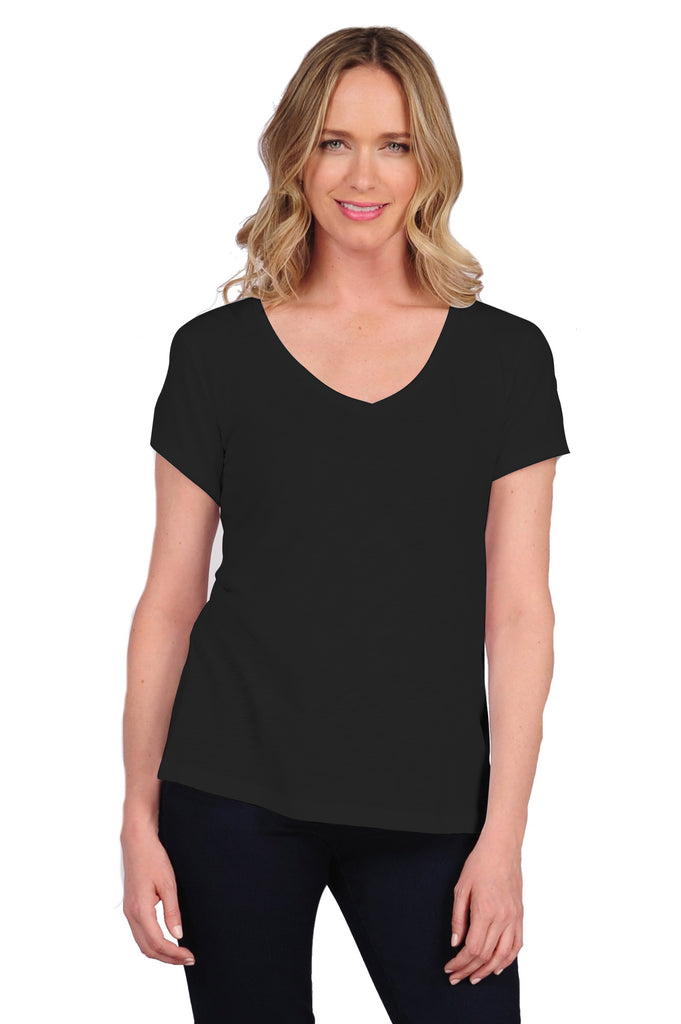 CSTEE01-001 Black Gwen Relaxed Fit V-Neck Tee
