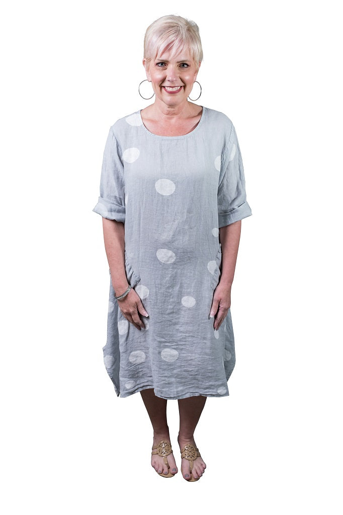 DSS165-150 Pearl April Short Sleeve Spotted Pocket Dress