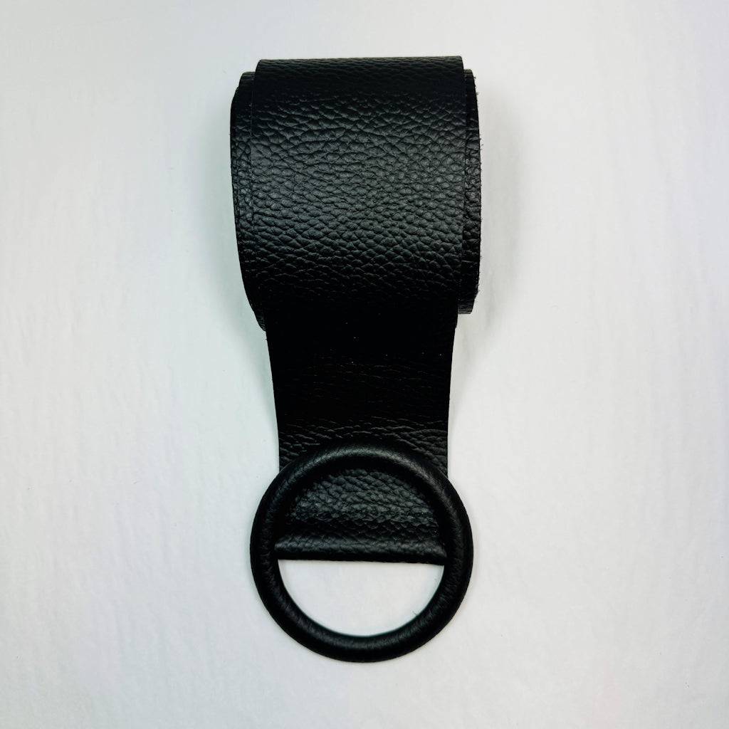 IBM112-001 Black Odette Leather Covered Buckle Belt