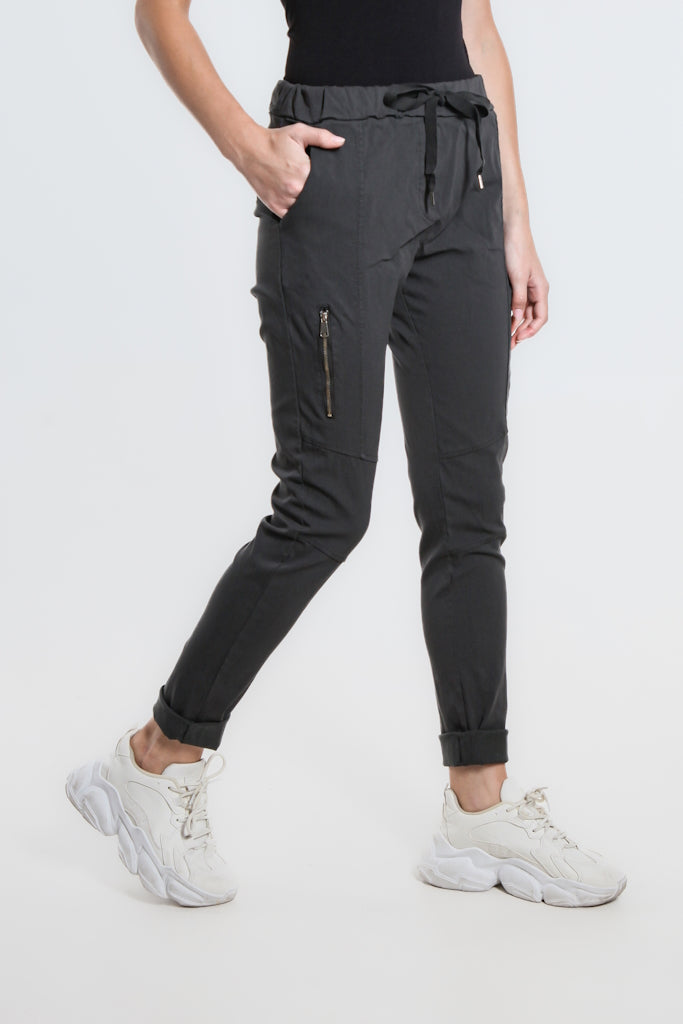 PL155-032 Dark Gray Danica Side Zipper Pant