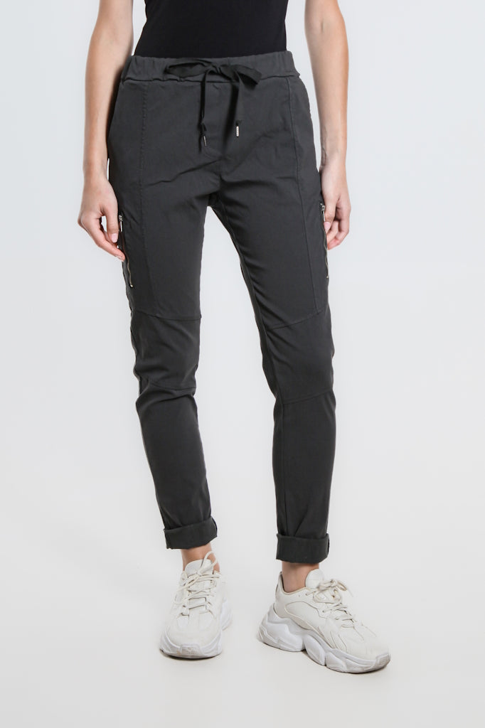 PL155-032 Dark Gray Danica Side Zipper Pant