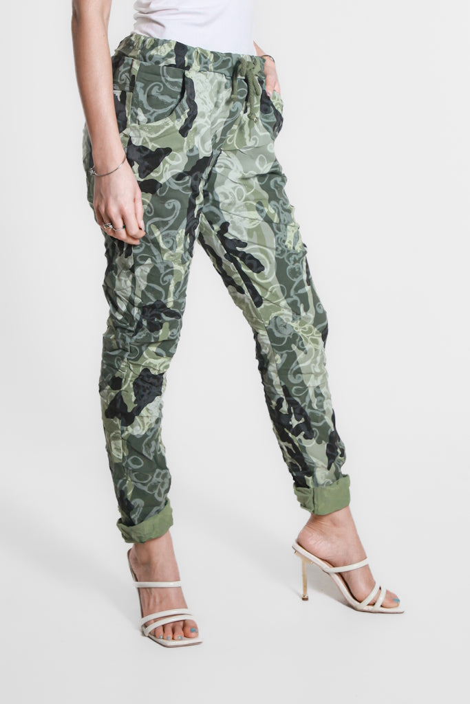 PL160A-303 Army Abstract Camo Collins Stretch Tie Waist Pant