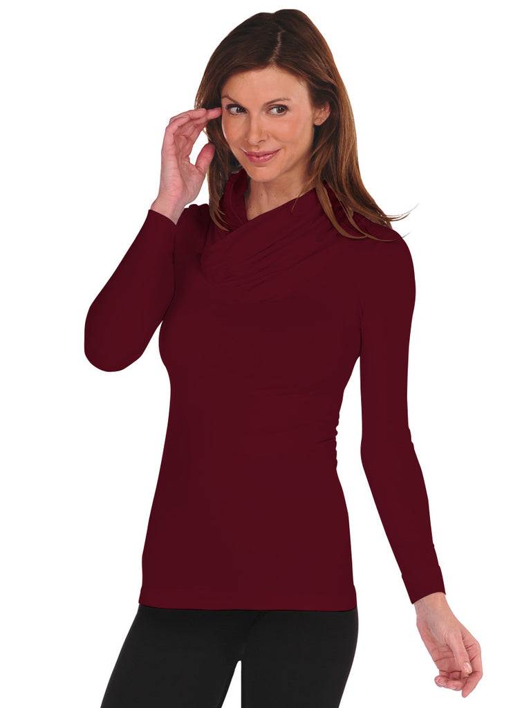 900CW-150 Rouge Long Sleeve Cowl Neck
