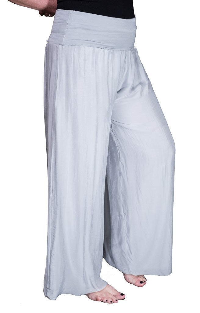 PL203-150 Pearl Mercedes Silk Pant with Foldover Waist