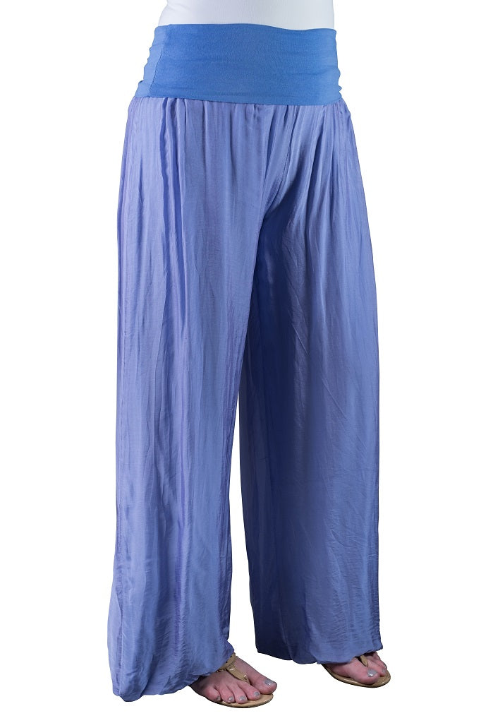 PL203-437 Periwinkle Mercedes Silk Pant with Foldover Waist