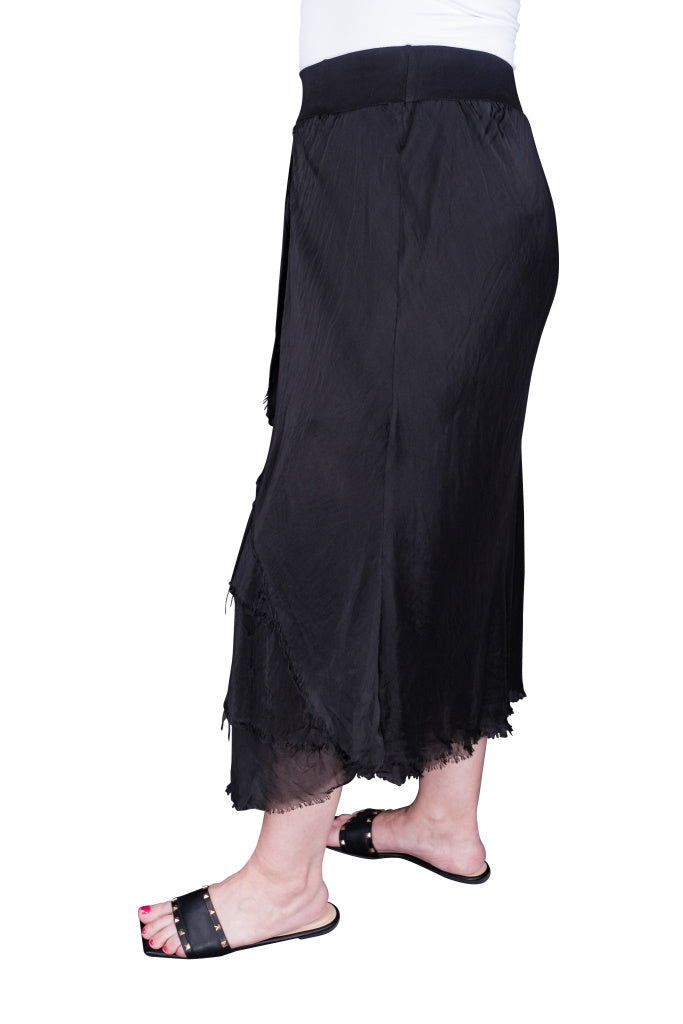 SL205-001 Black Anna Silk Cha Cha Skirt