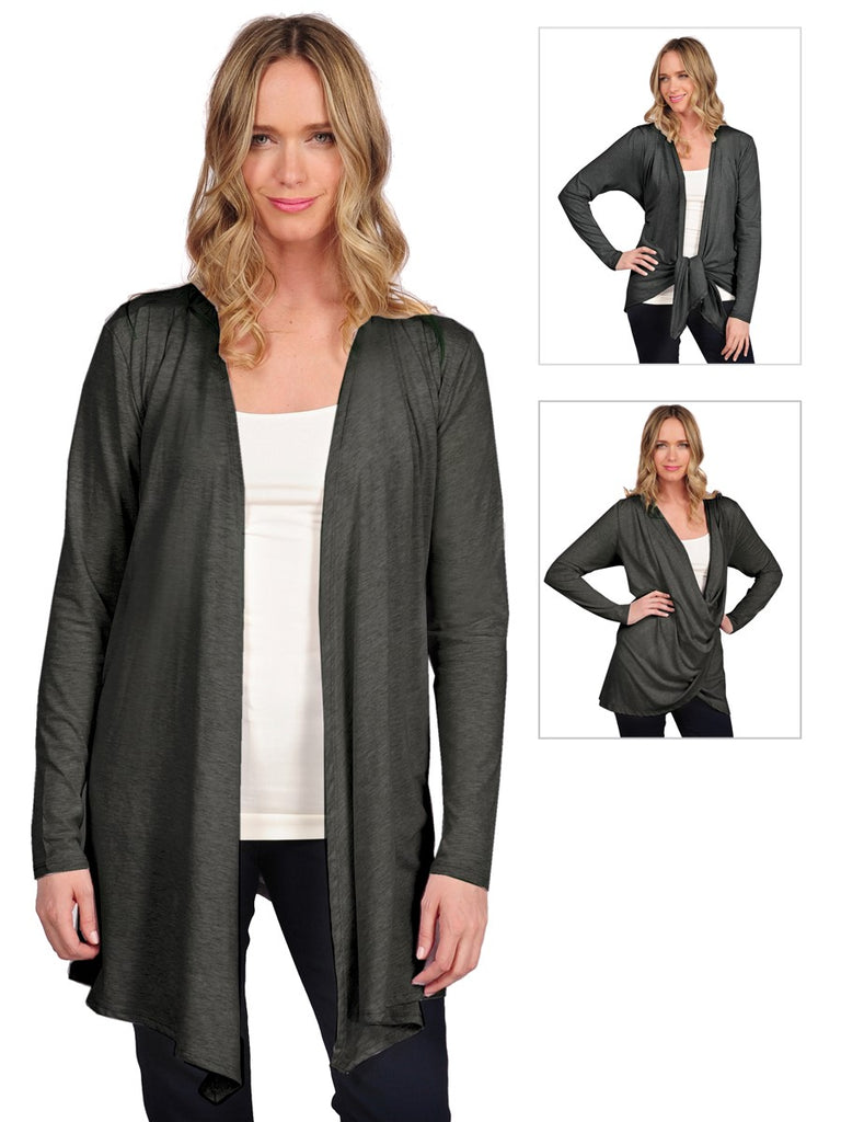 TOP01-033 Heather Charcoal Gray Chrissie Convertible Wrap