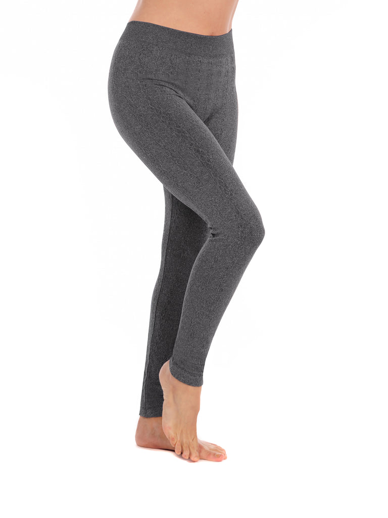 6HL-295 Heather Gray Cable Legging