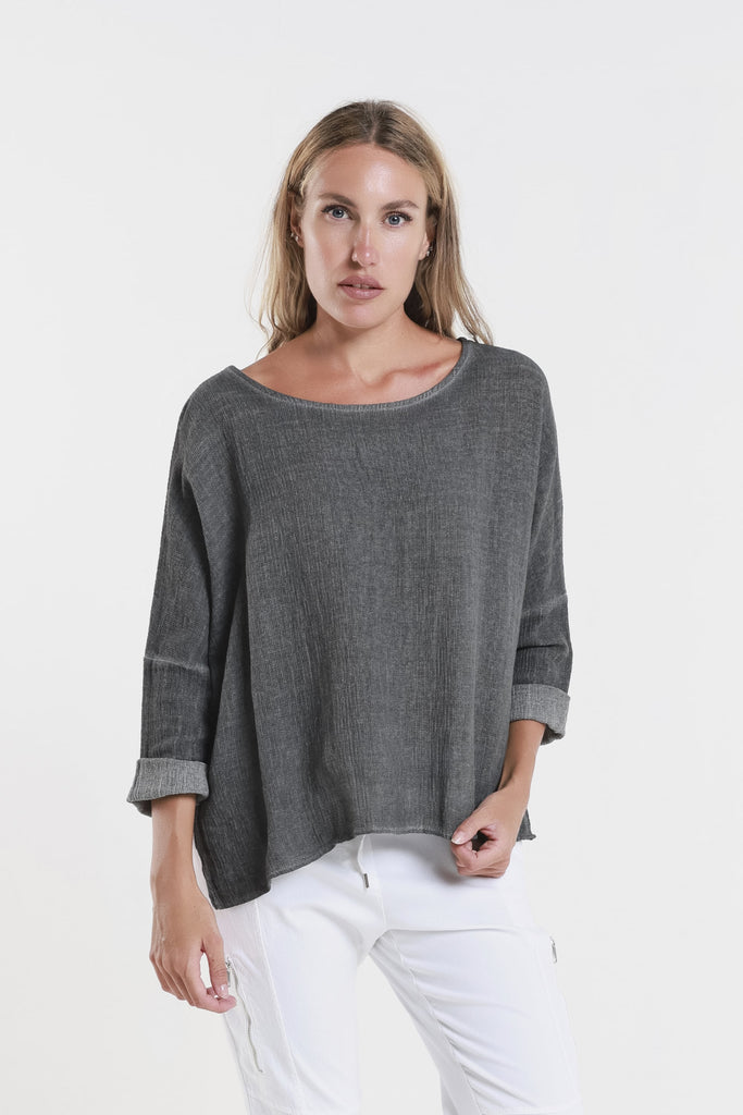 BLS116 080 Dark Gray Enzyme Noa LS Raglan Top-1