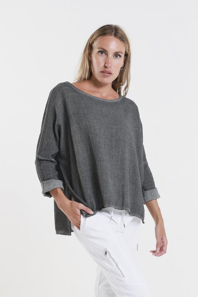 BLS116 080 Dark Gray Enzyme Noa LS Raglan Top-2