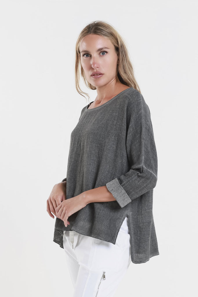 BLS116 080 Dark Gray Enzyme Noa LS Raglan Top-3