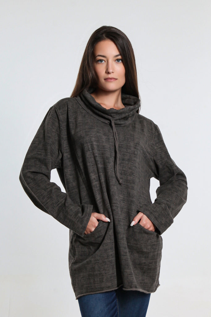 BLS142-210 Taupe Brodi Roll Neck Pullover