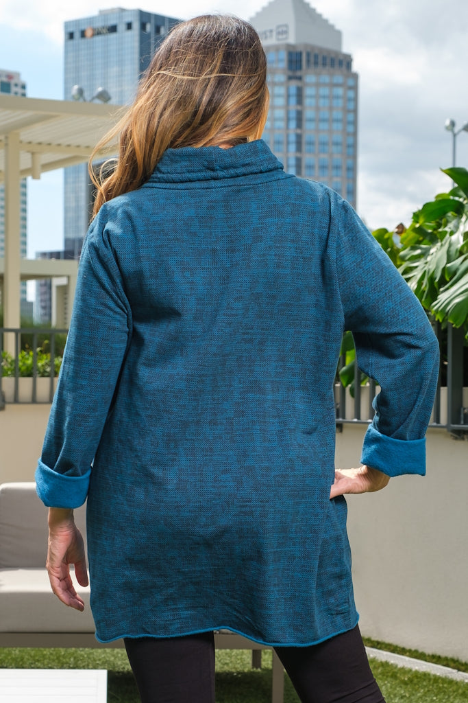BLS142-323 Teal Brodi Roll Neck Pullover