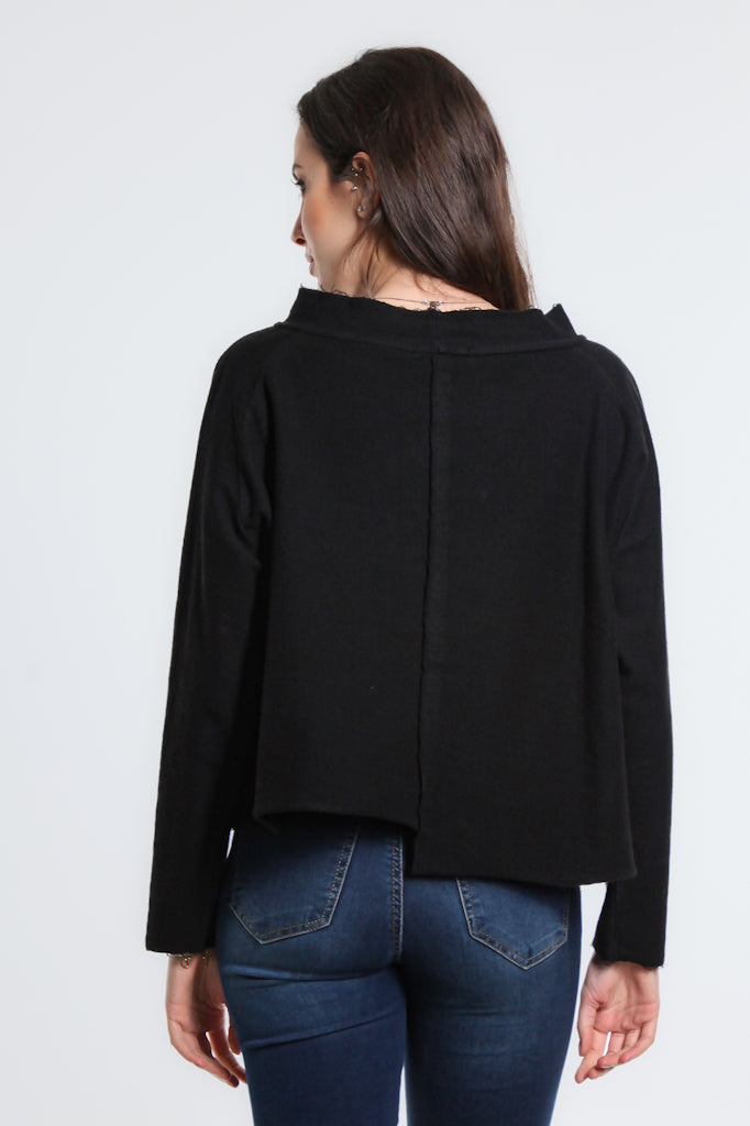 BLS144-001 Black Whitney French Terry Seam Top