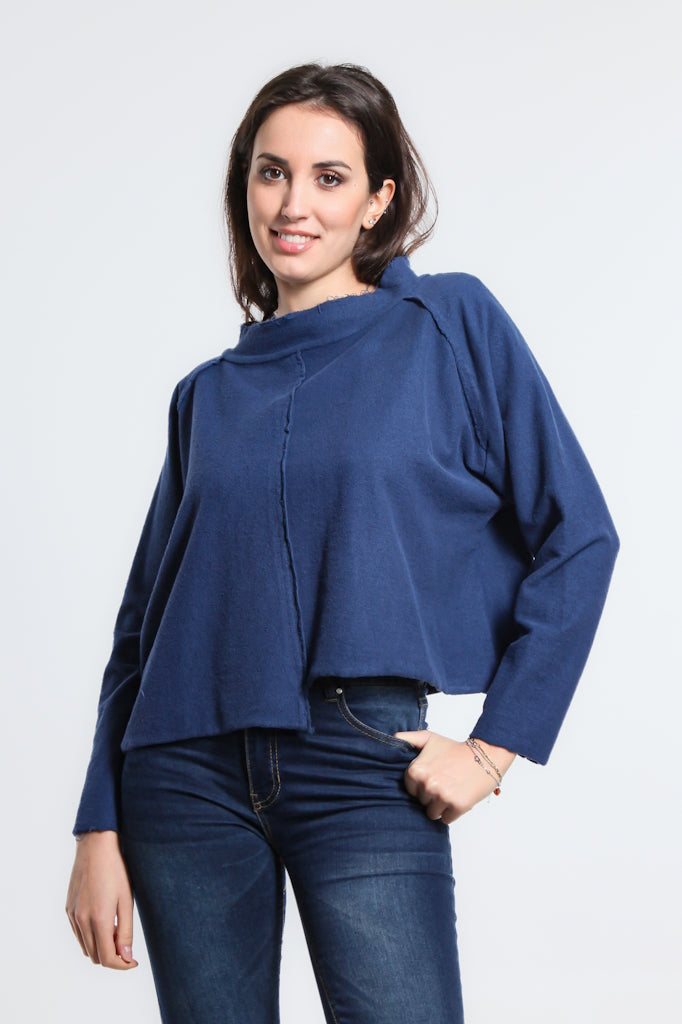 BLS144-409 Navy Whitney French Terry Seam Top