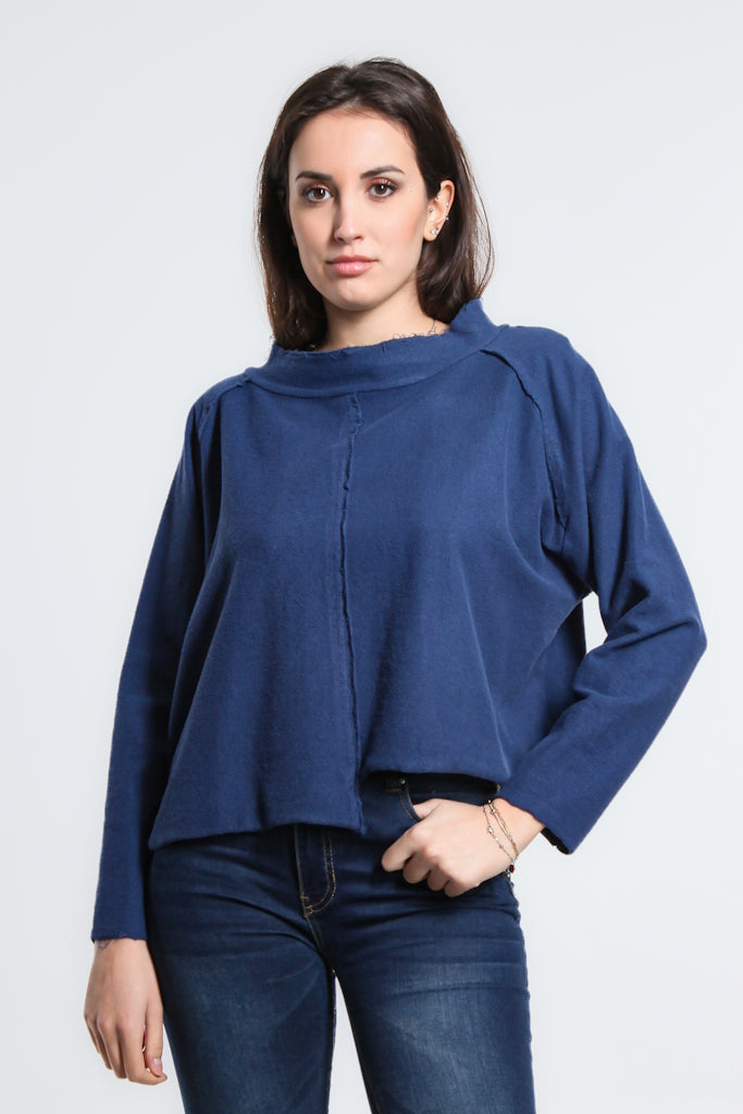 BLS144-409 Navy Whitney French Terry Seam Top
