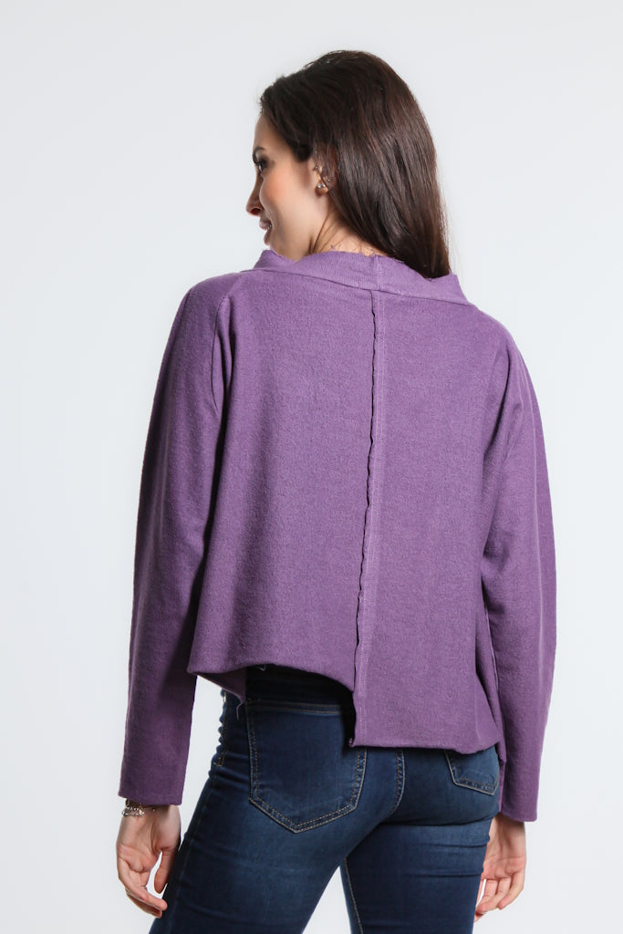 BLS144-503 Eggplant Whitney French Terry Seam Top
