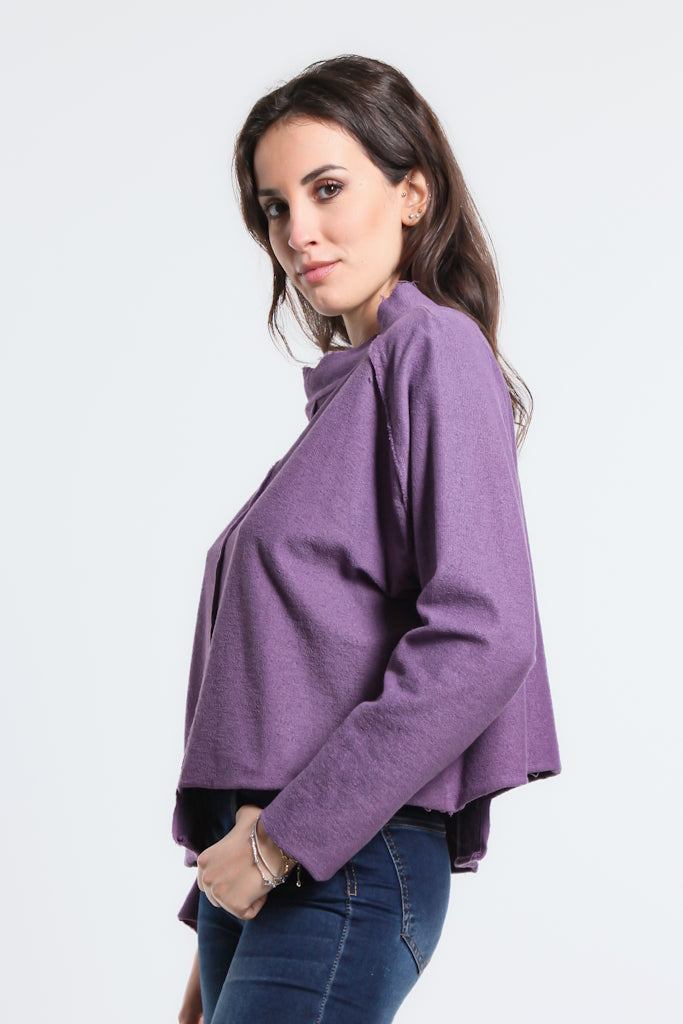 BLS144-503 Eggplant Whitney French Terry Seam Top
