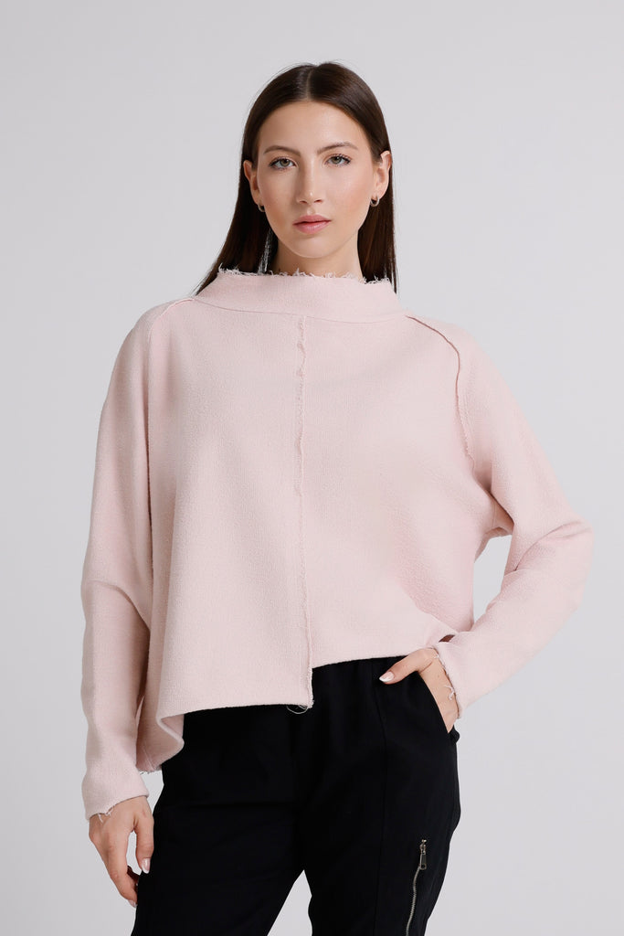 BLS144 681 Blush Whitney LS French Terry Ctr Seam Top