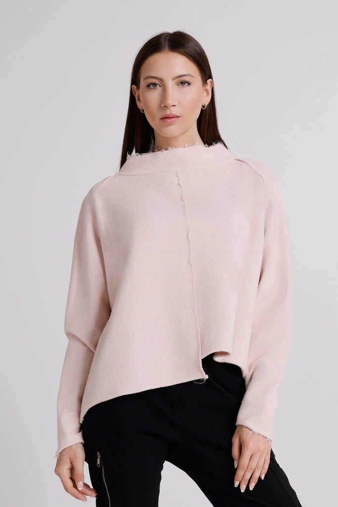 BLS144 681 Blush Whitney LS French Terry Ctr Seam Top