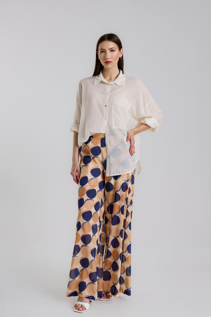 BLS153 101 Ivory Daphne LS Cotton Voile Blouse