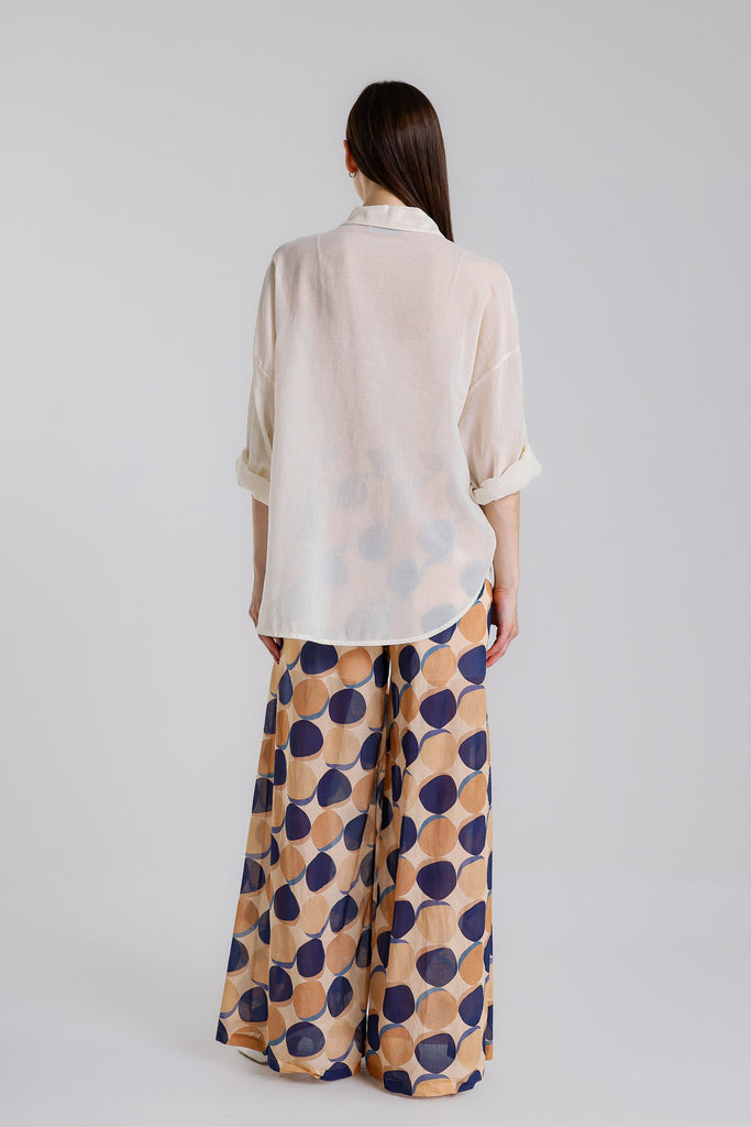 BLS153 101 Ivory Daphne LS Cotton Voile Blouse