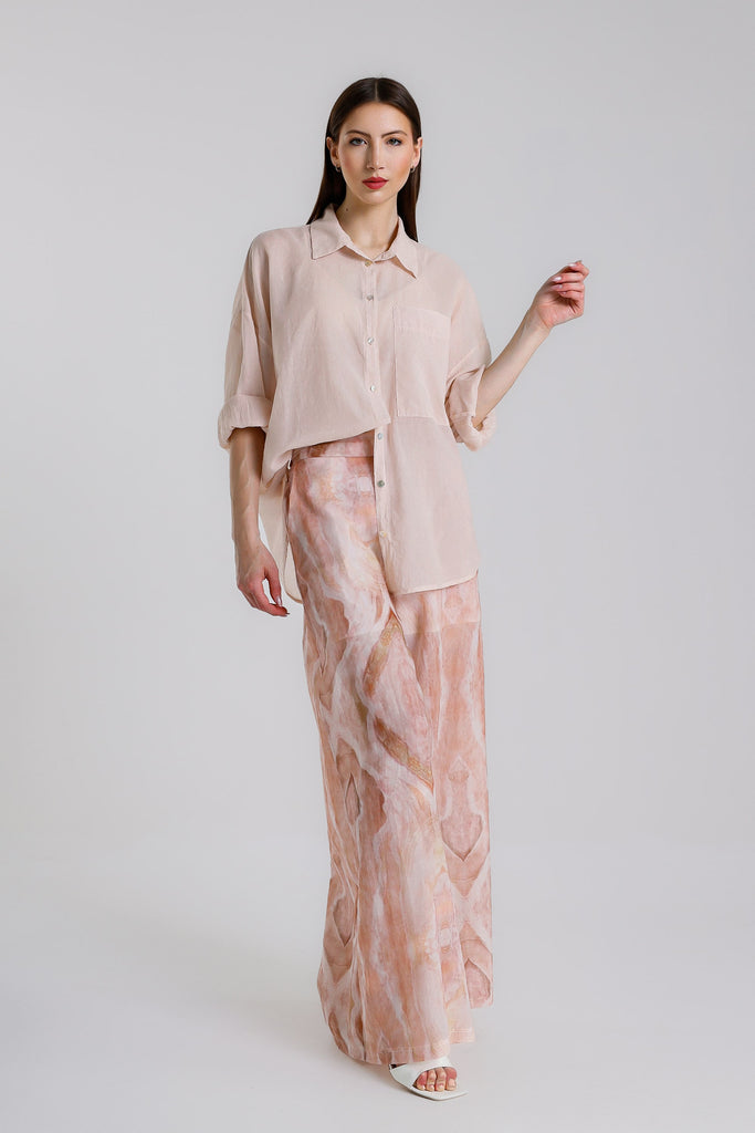 BLS153 659 Shell Pink Daphne LS Cotton Voile Blouse