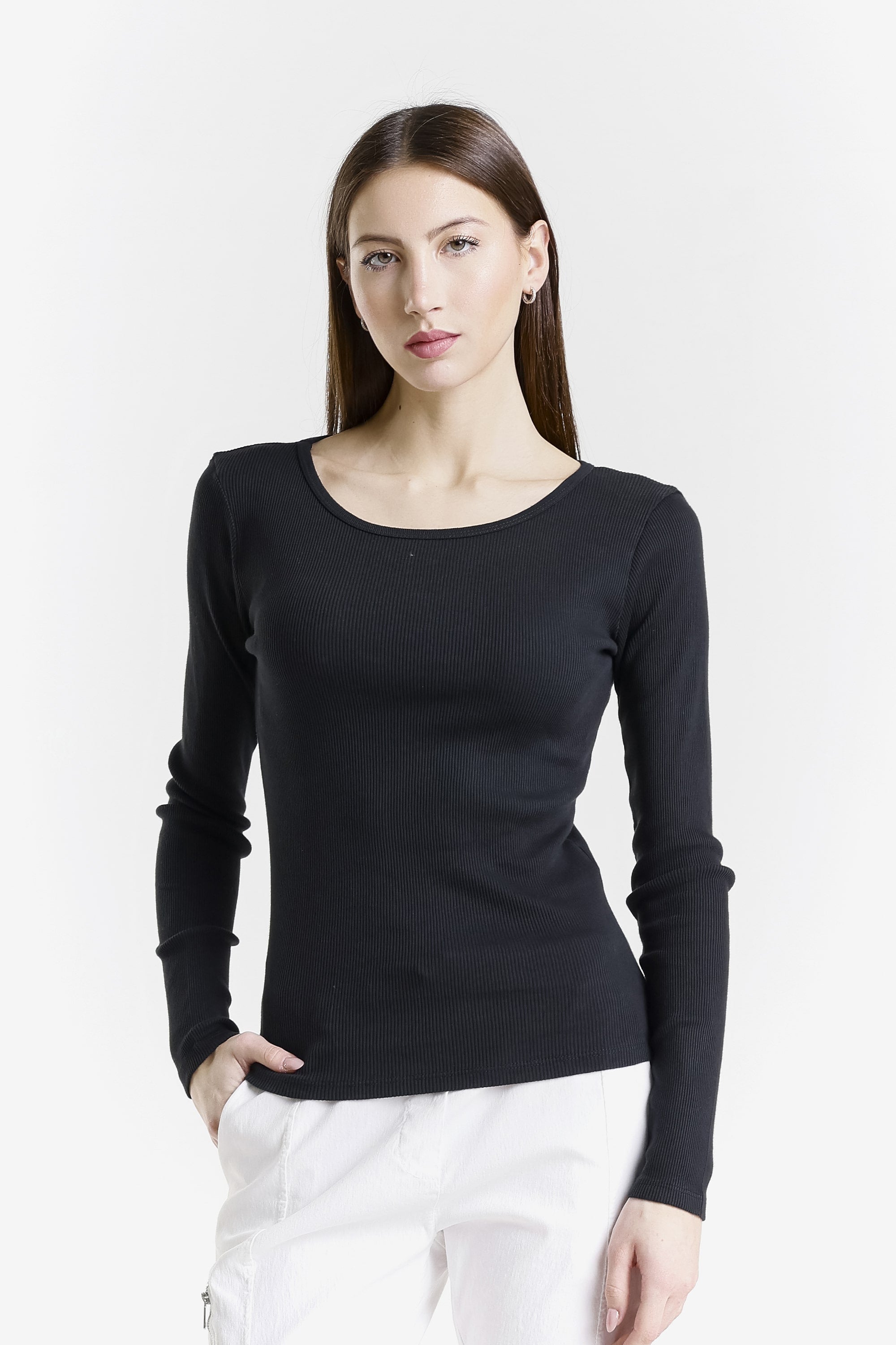 Eleni Long Sleeve Ribbed Crew Neck Tee (BLS155) – TINA Stephens Group