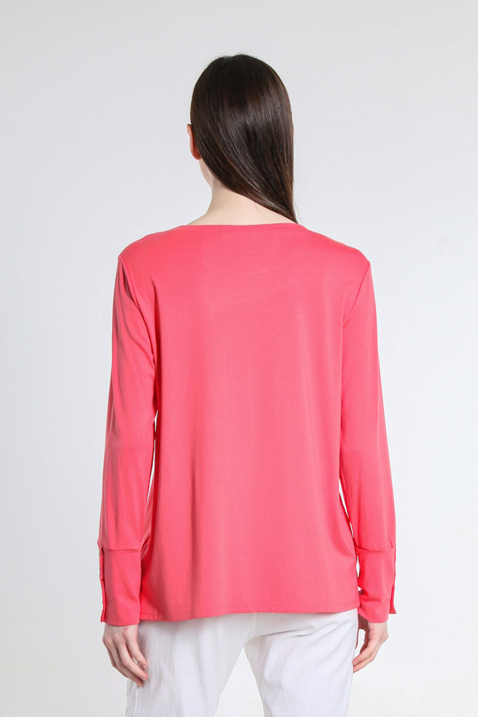 BLS226-810 Coral Audrey Luxe LS Button Cuff Top
