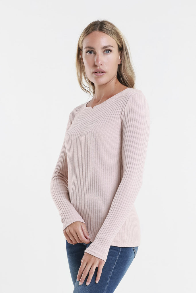 BLS229 681 Blush Wendy LS Ribbed Top Side