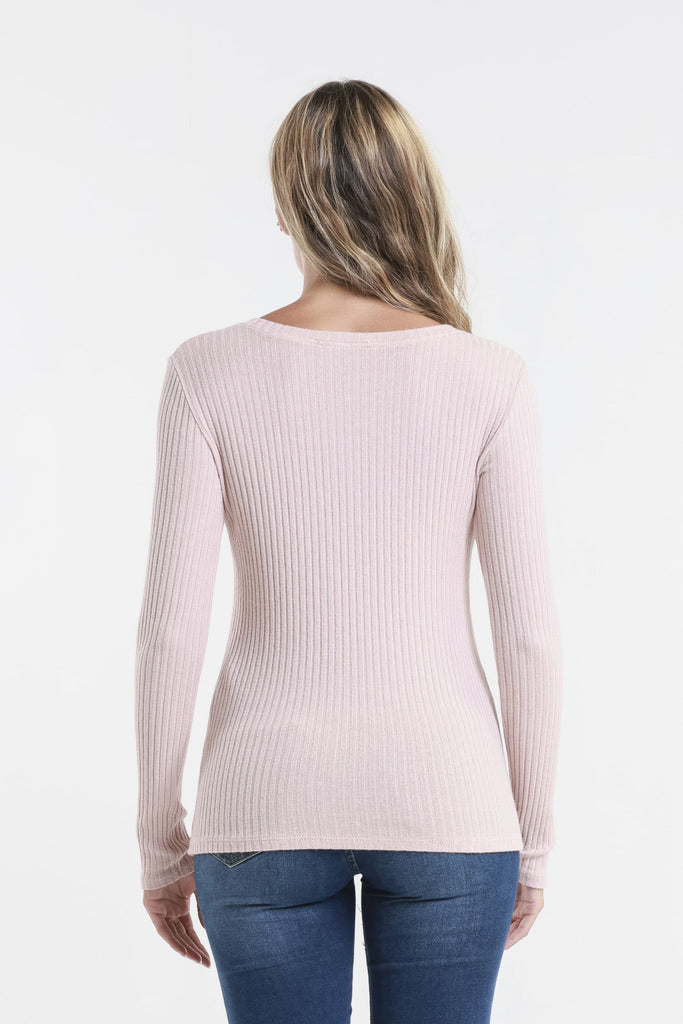 BLS229 681 Blush Wendy LS Ribbed Top Back