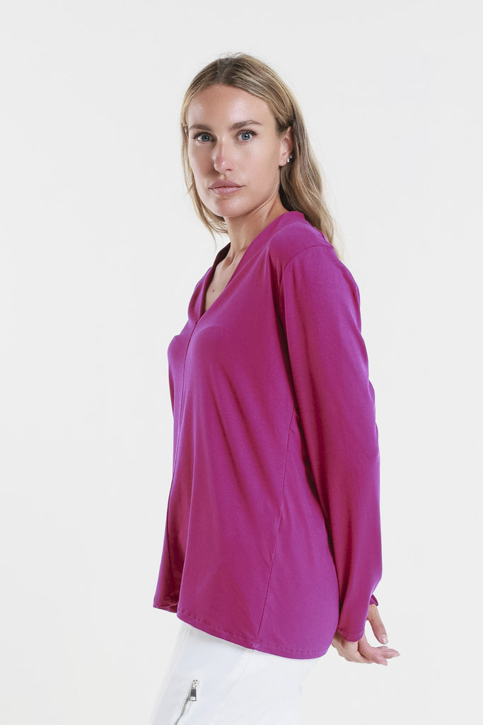 BLS237 520 Orchid Judy LS V-Neck Ctr Seam Top-3