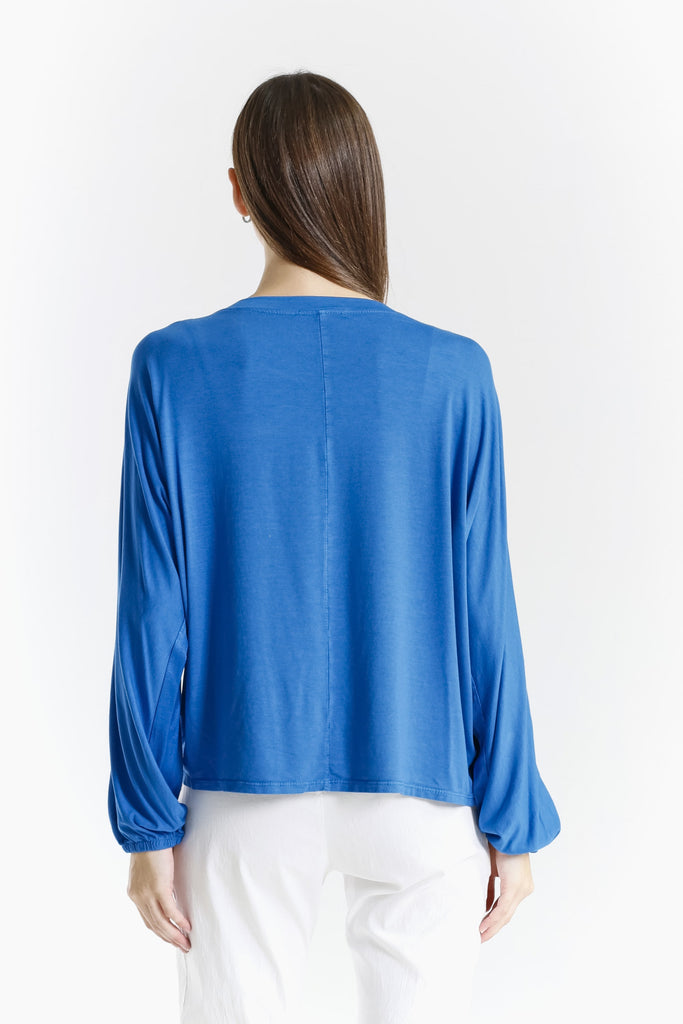 BLS238 407 Royal Blue Tiara LS Viscose Sheen Blouse-4