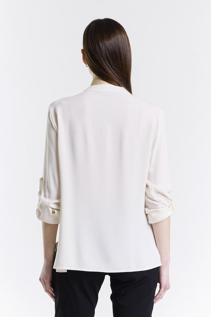 BLS240 105 Cream Dolly LS Roll Up Slv Crepe Top