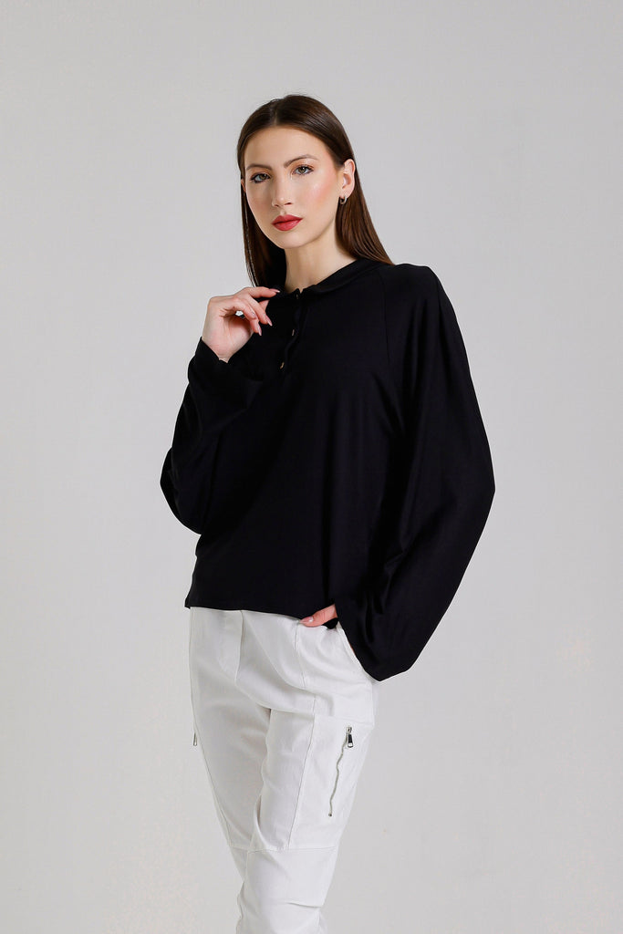 BLS241 001 Black Lara Kimono Slv Polo