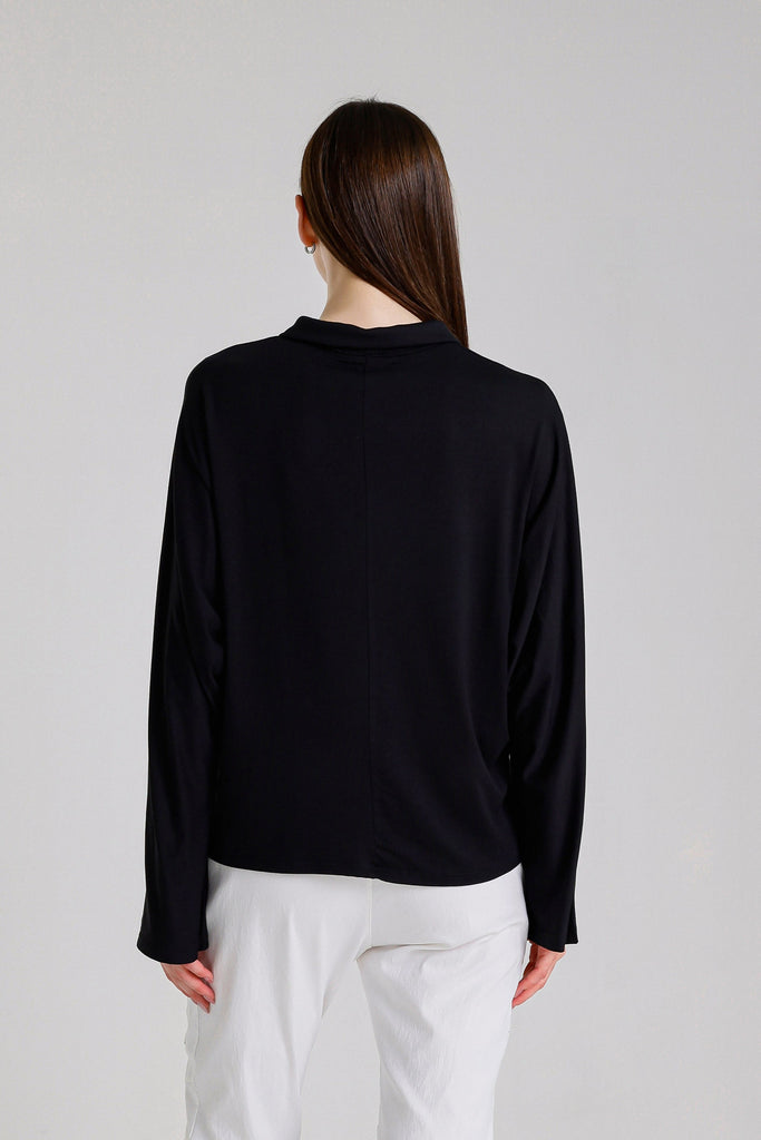 BLS241 001 Black Lara Kimono Slv Polo