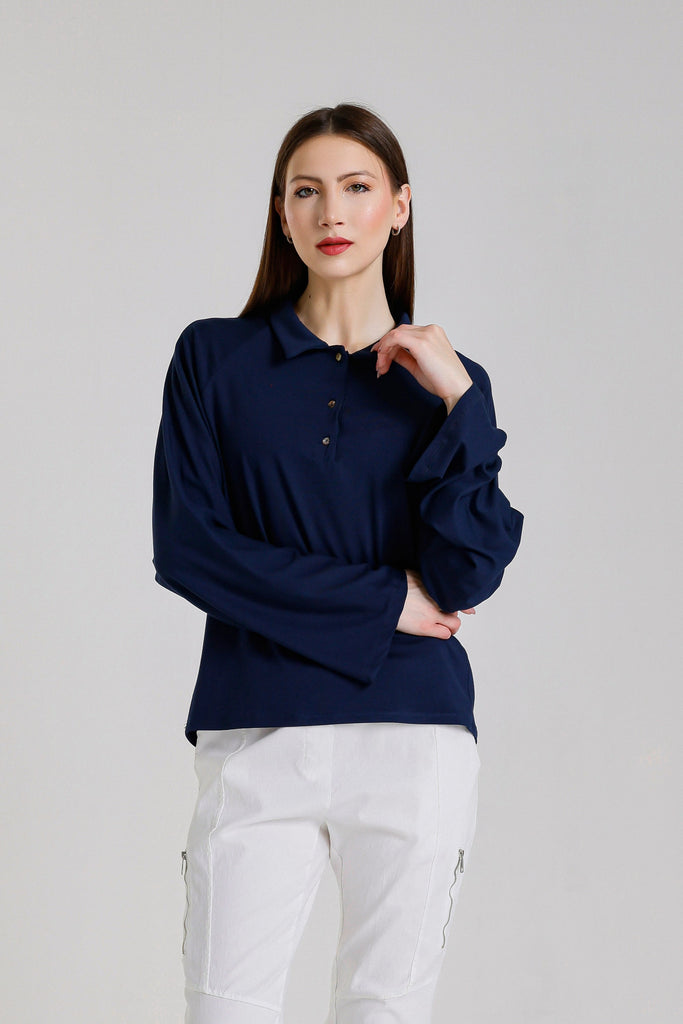 BLS241 409 Navy Lara Kimono Slv Polo