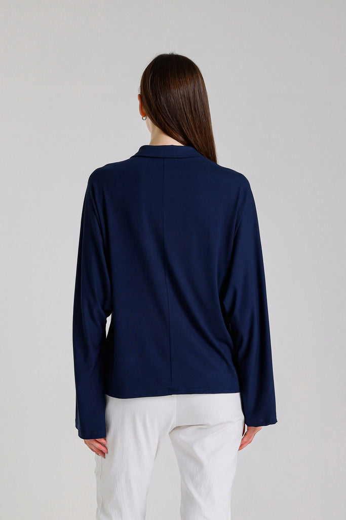 BLS241 409 Navy Lara Kimono Slv Polo