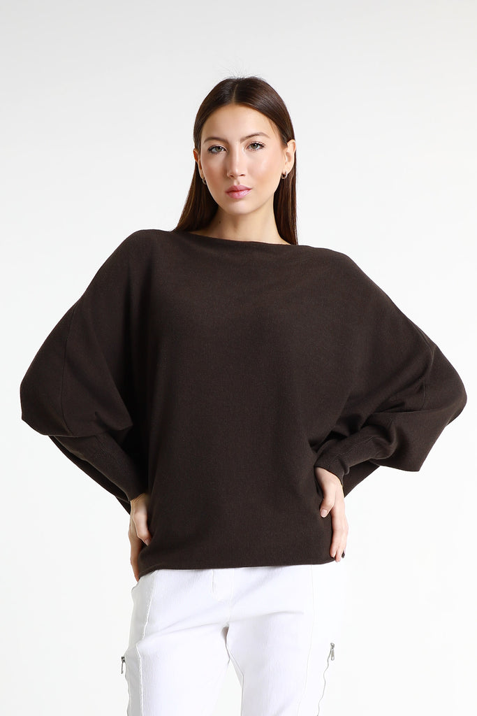 BLS413 202 Espresso Mylah Seriously Soft Batwing Sweater
