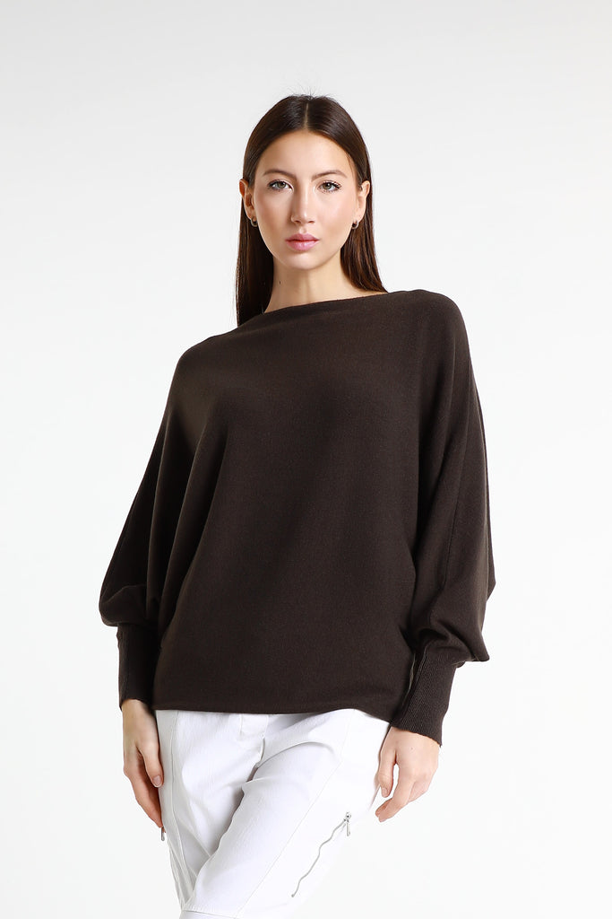 BLS413 202 Espresso Mylah Seriously Soft Batwing Sweater
