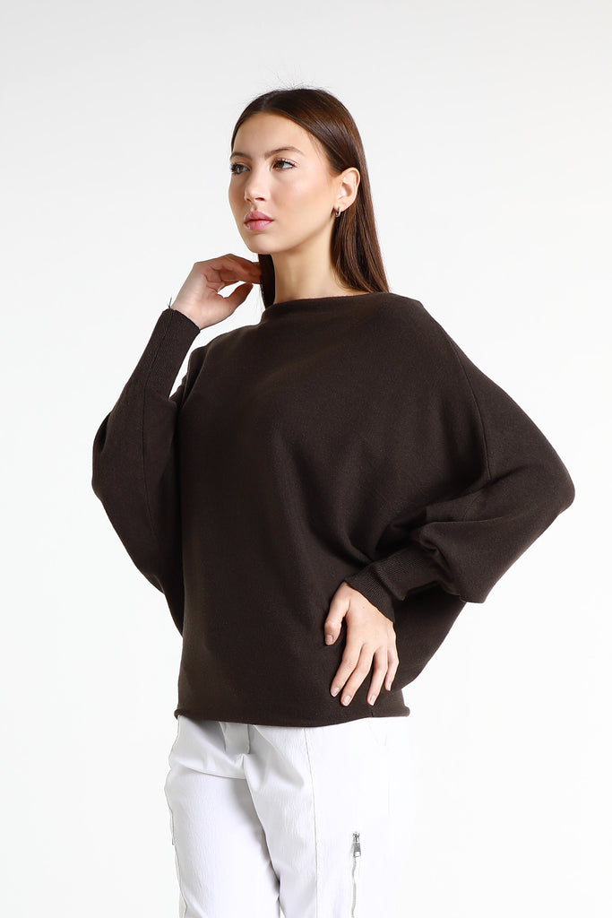 BLS413 202 Espresso Mylah Seriously Soft Batwing Sweater