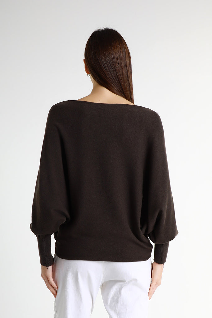 BLS413 202 Espresso Mylah Seriously Soft Batwing Sweater