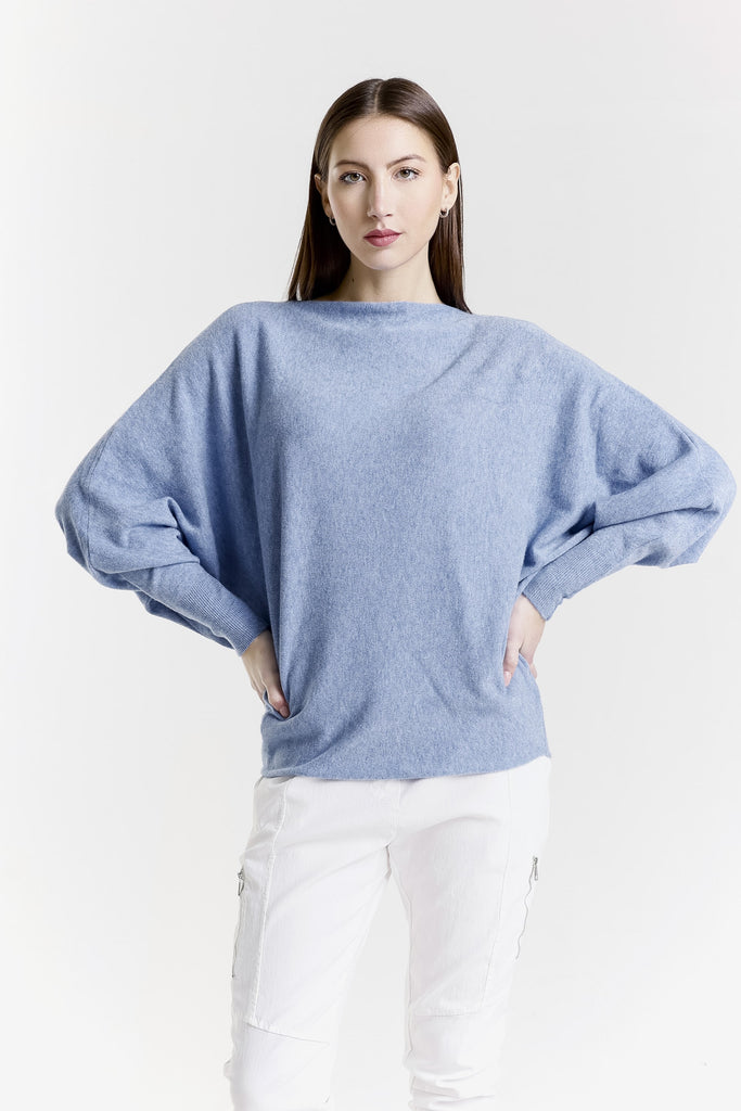 BLS413 411 Navy Melange Mylah Seriously Soft Batwing Sweater-1