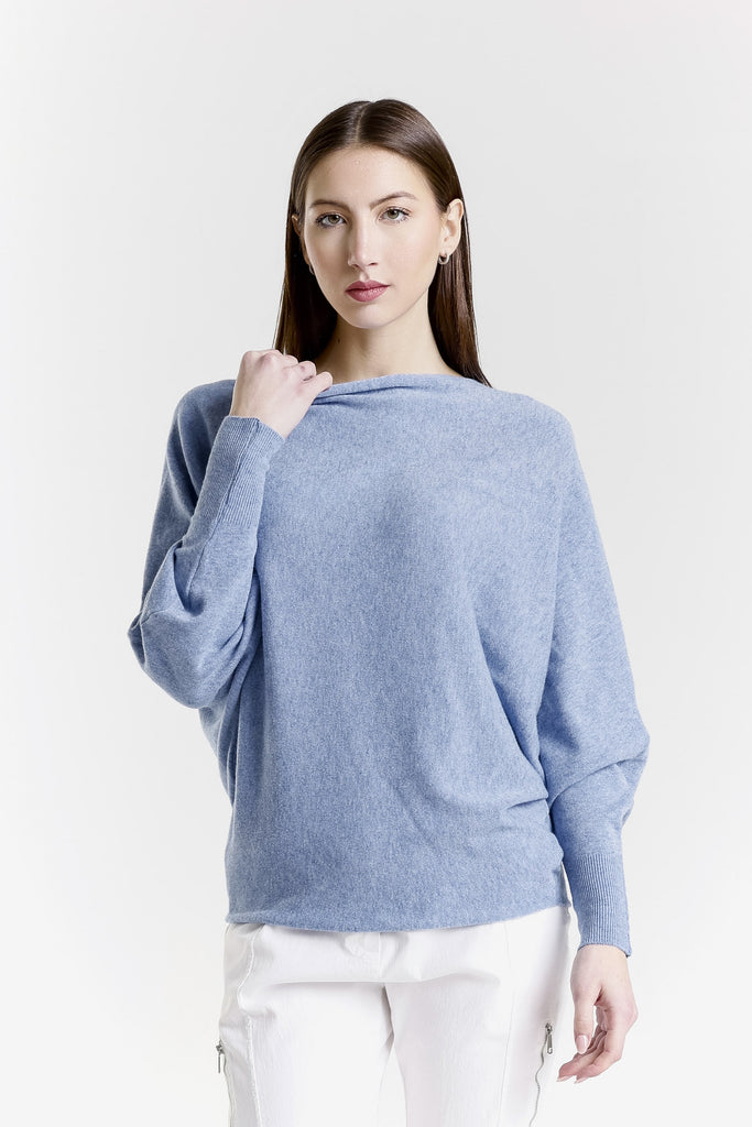 BLS413 411 Navy Melange Mylah Seriously Soft Batwing Sweater-2