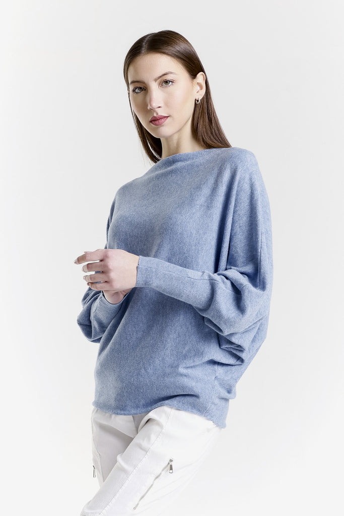 BLS413 411 Navy Melange Mylah Seriously Soft Batwing Sweater-3