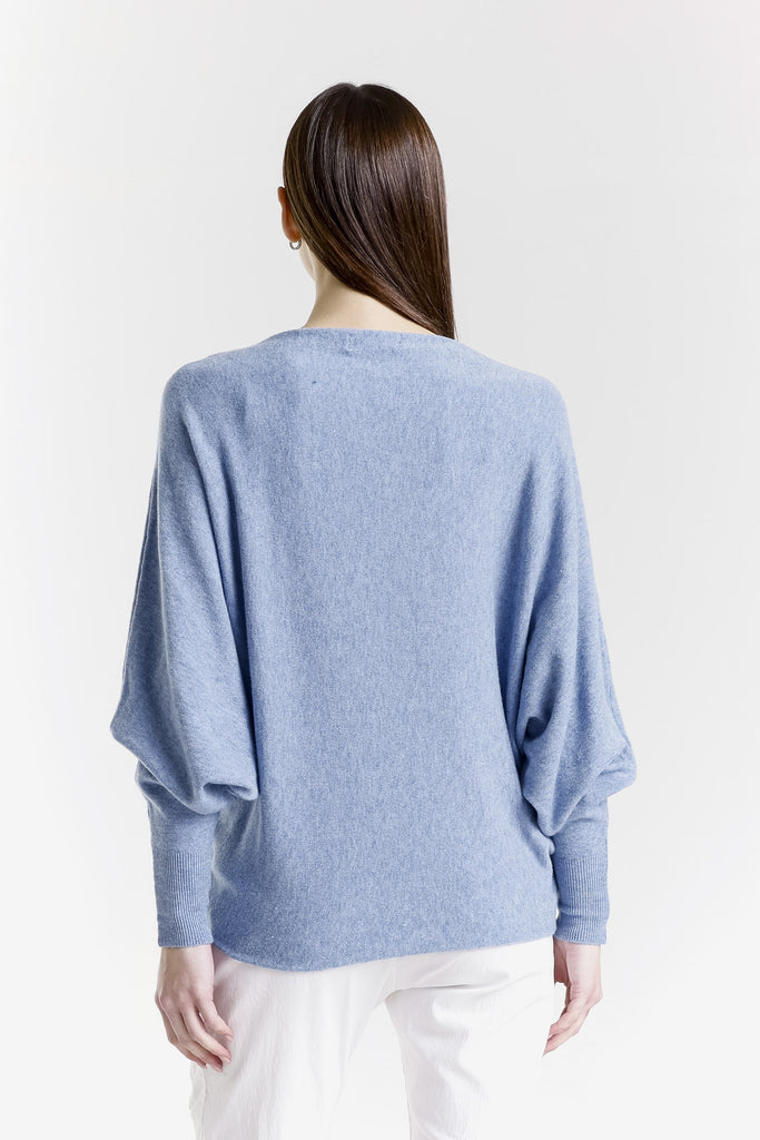 BLS413 411 Navy Melange Mylah Seriously Soft Batwing Sweater-4