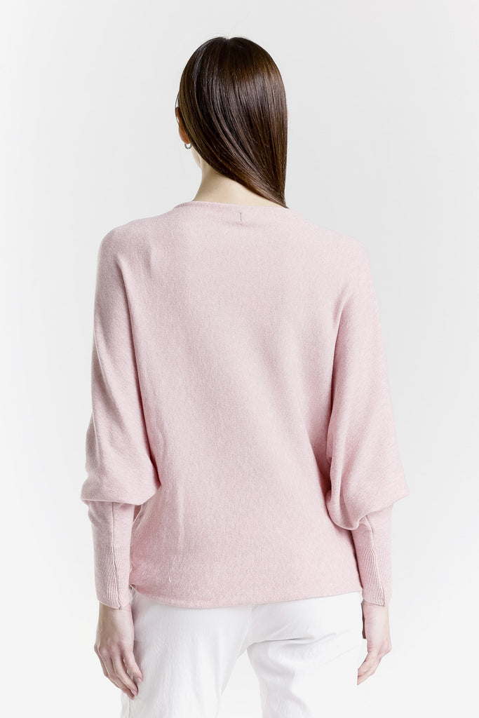 BLS413 665 Pink Melange Mylah Seriously Soft Batwing Sweater-4