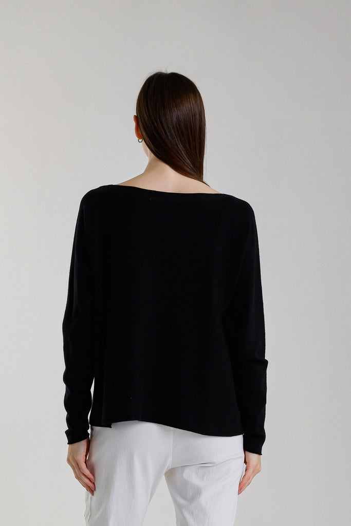 BLS420 001 Black Tricia LS Seriously Soft V-Neck Sweater