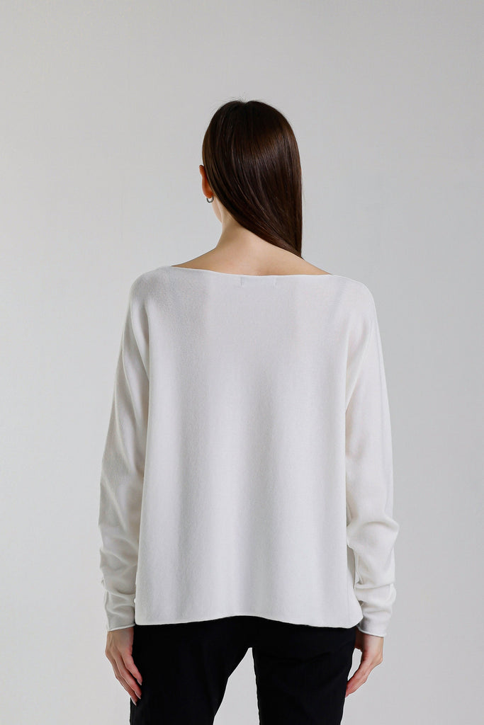 BLS420 105 Cream Tricia LS Seriously Soft V-Neck Sweater