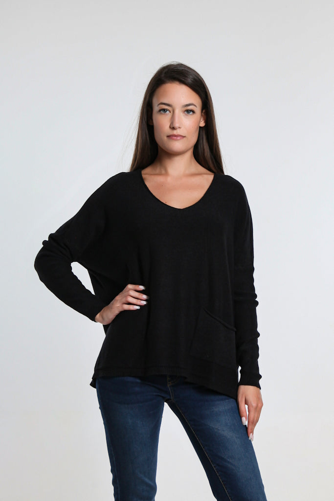 BLS423-001 Black Darby Seriously Soft Single Pocket Sweater